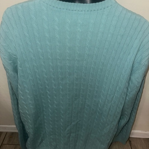Men’s turquoise used size 7 XL knit Lacoste crew neck sweater - Picture 3 of 4